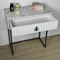 Туалетный столик без зеркала Shtabe Royal 5115 эко (мрамор каррара/черный/р.черная)