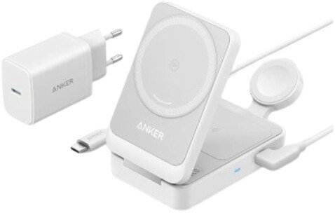 Беспроводное зарядное Anker MagGo Wireless Charging Station Foldable 3-in-1 B2557 25W (белый)