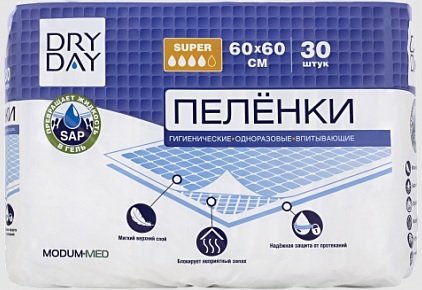 

Пеленки Modum Dry Day Super 60x60 (30 шт)