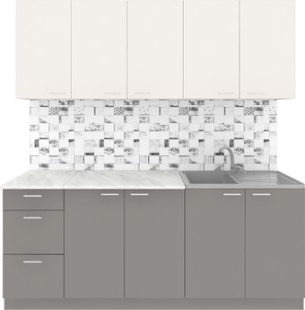 Готовая кухня Агута Альфа 2.0 (глиняный серый/сатин/этория)