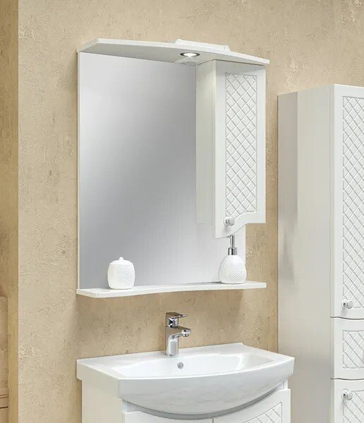 

Runo Шкаф с зеркалом для ванной Милано 65 правый