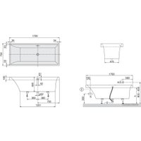 Ванна Villeroy & Boch Squaro 170x75 UBQ170SQR2V-01