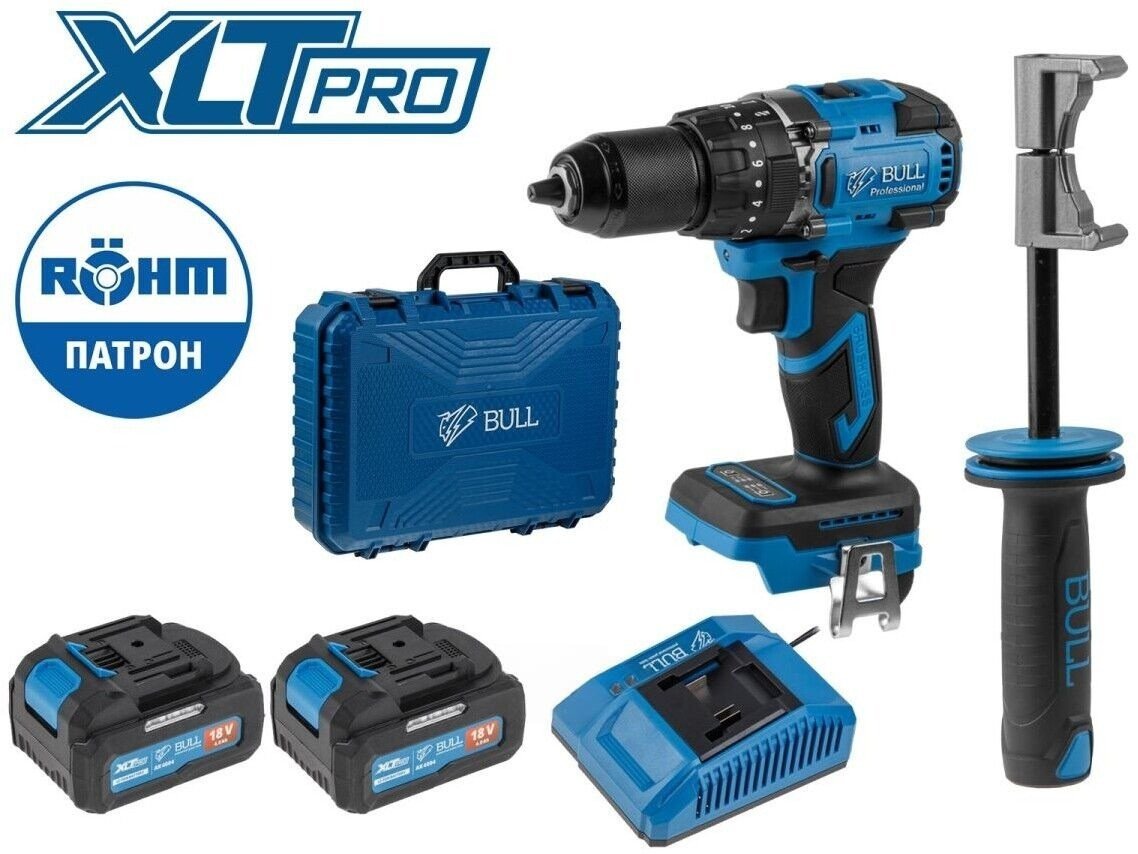 Ударная дрель-шуруповерт Bull SR 1806 R-series Xcase XLTpro 2329059 (с 2-мя АКБ, кейс)