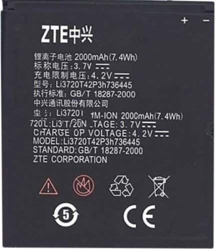 

Аккумулятор для телефона Копия ZTE Li3702T42P3h736445
