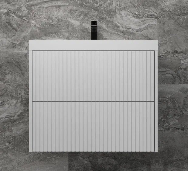 Symbolite Тумба под умывальник Стокгольм 70 Classic Push 2 ящика (подвесная, белый рифленый софт)
