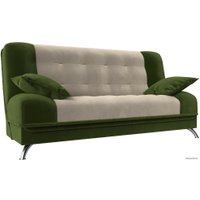 Диван Лига диванов Анна 110681 (микровельвет, бежевый/зеленый)