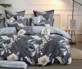 2-спальный комплект постельного белья Реноме 2сп Оливковая коллекция. Простыня на резинке УУ 7070 (поплин)