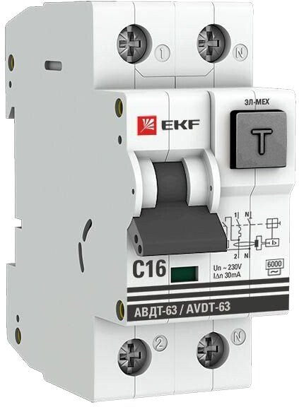 

Дифференциальный автомат EKF PROxima АВДТ-63 16А30мА DA63-16-30