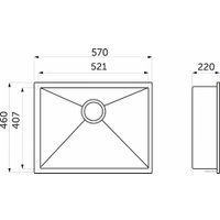 Кухонная мойка AKS Прямоугольная 57x46 (сатин никель)