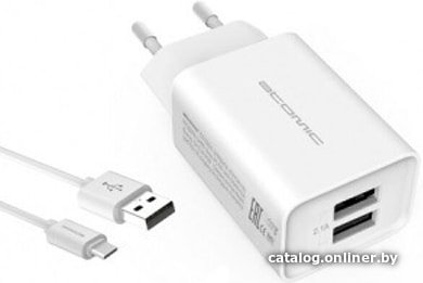 Сетевое зарядное Atomic U400 microUSB (белый)