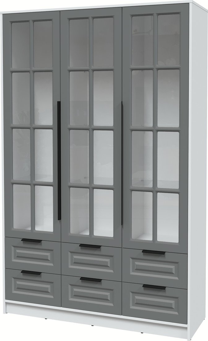 

Шкаф-витрина Интерлиния Концепт КТ-ШВ3 Деко (белый платинум/серый)