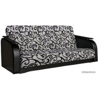 Диван Асмана Премьер (декор прямой/рогожка завиток черный/кожзам черный)