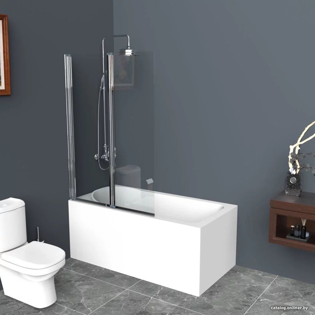 Стеклянная шторка для ванны BelBagno UNO-V-2-100/150-C-Cr