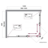 Душевой уголок BelBagno UNO-195-AH-2-100/80-P-Cr (текстурное стекло)