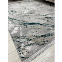 Ковер для жилой комнаты Radjab Carpet Афина Прямоугольник 9012A 12860RK (1.2x1.8, Grey/D.Green)