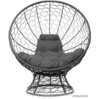 Кресло M-Group Кокос на подставке 11590309 (серый ротанг/серая подушка)