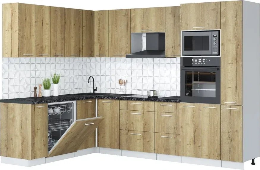 

Готовая кухня Интерлиния Мила Лайт 1.896х2.88 (дуб золотой/дуб золотой/кастилло темный)