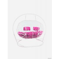 Подвесной диван M-Group Лежебока 11180108 (с белым ротангом/розовая подушка)