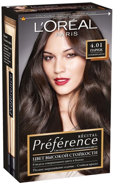 

Крем-краска для волос L'Oreal Recital Preference 4.01 Париж Глубокий каштан