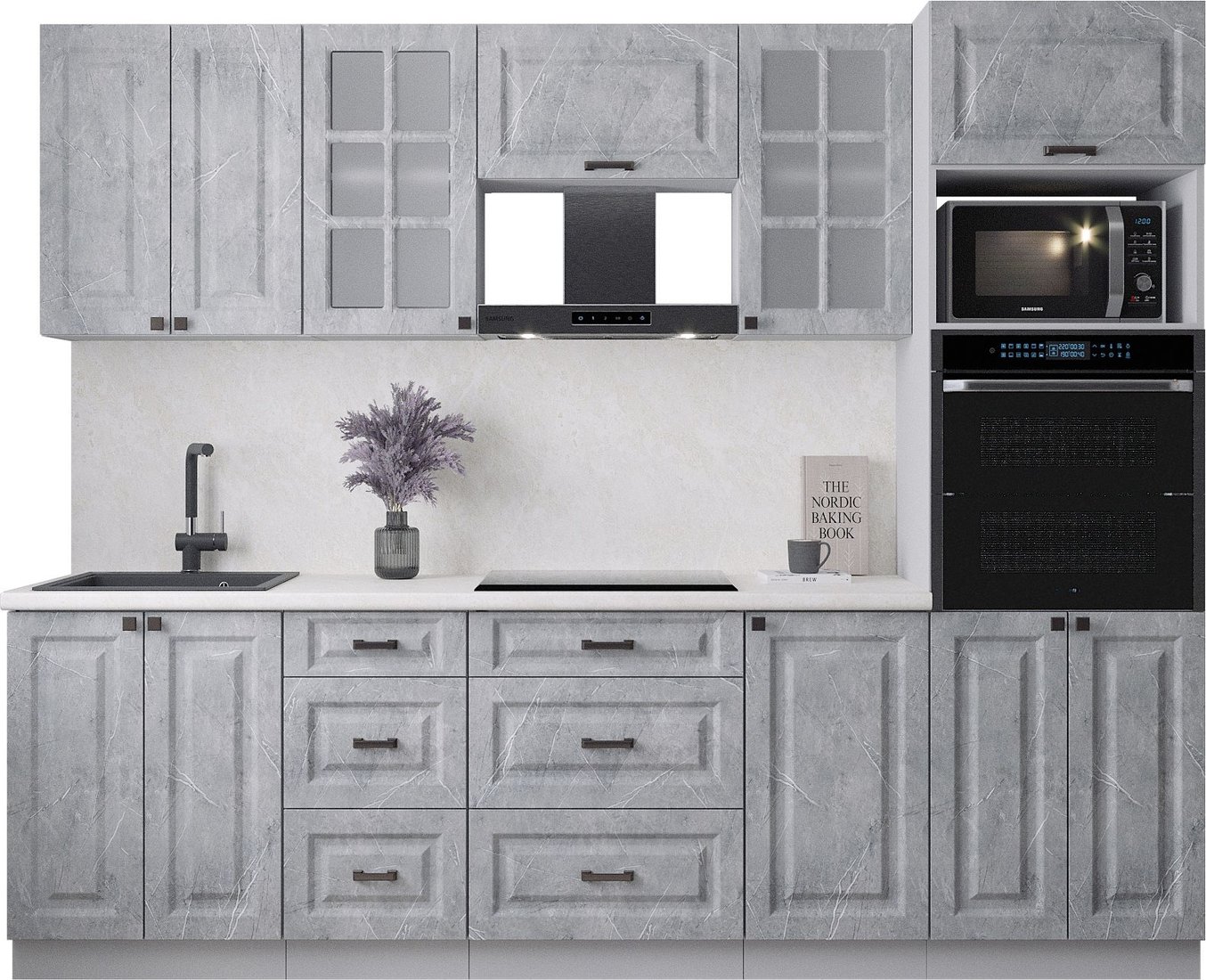 

Готовая кухня Интерлиния Мила Деко 2.6 (керамика/керамика/опал светлый)