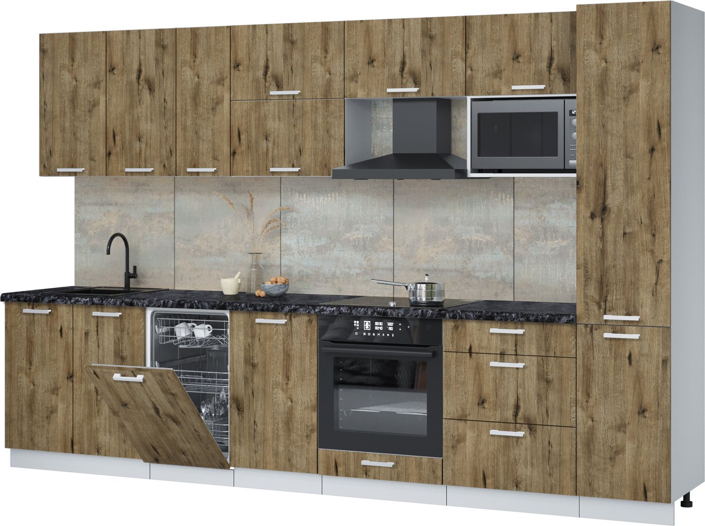 

Готовая кухня Интерлиния Мила Лайт 3.3-ПМ4 (дуб веллингтон/дуб веллингтон/кастилло темный)