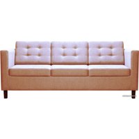 Диван Brioli Дилли клетка Д трехместный (рогожка, J11 розовый/темные ножки)