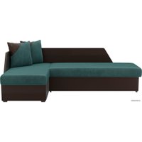Угловой диван Лига диванов Андора 102687 (левый, велюр/экокожа, бирюзовый/коричневый)