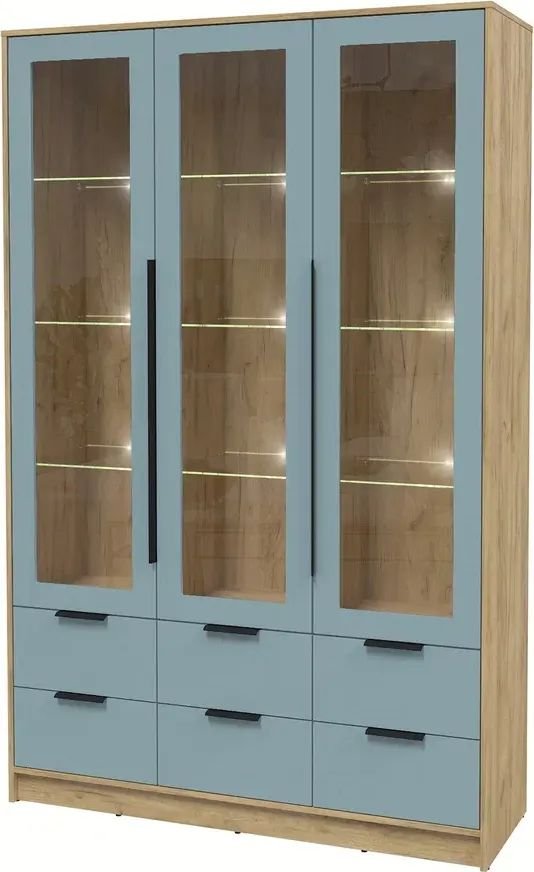 

Шкаф-витрина Интерлиния Концепт КТ-ШВ3 с подсветкой Глосс (дуб золотой/океан)