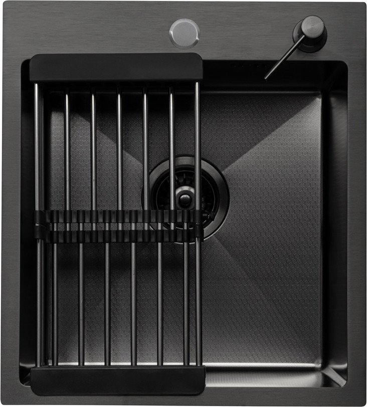 Кухонная мойка Aquaforta 450*500, коландер, дозатор BLACK DECOR