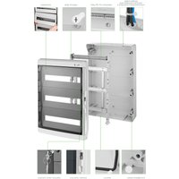 Бокс пластиковый Elektro-Plast GALANT 3x18M, N/PE 6x 10x16+10x10mm2, дымчатая пласт. дверь, светло-серый RAL7035, 638x432x160mm, IP65