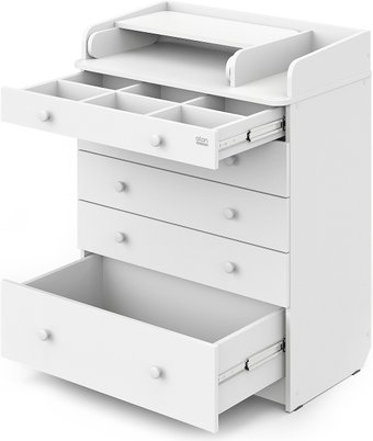 Детский комод Атон Мебель Leo ЛДСП 800/5 с органайзером (белый)