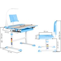 Парта Anatomica Avgusta + стул + выдвижной ящик + светильник + подставка (клен/голубой)