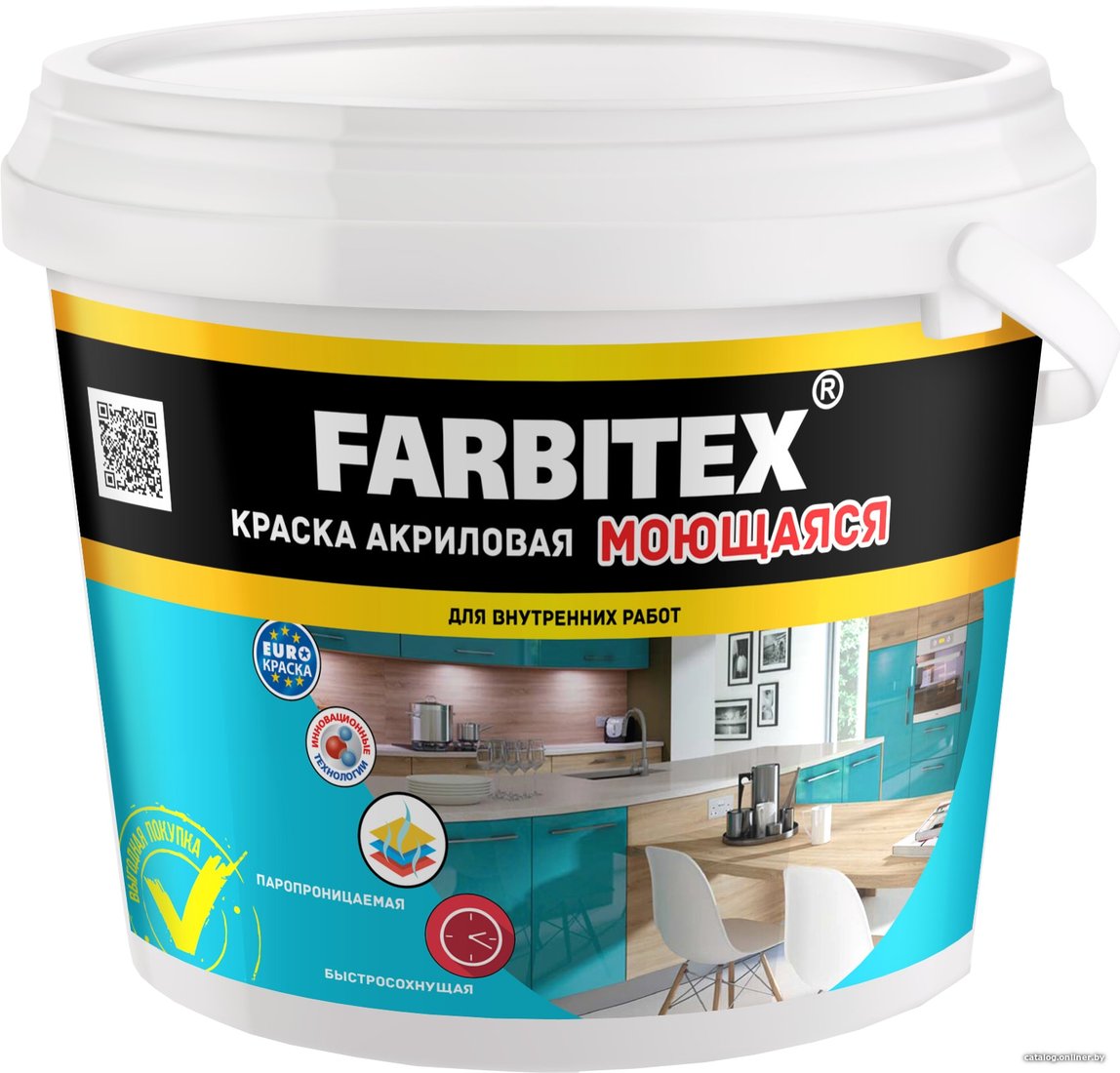 Краска Farbitex Акриловая моющаяся 6 кг (белый)