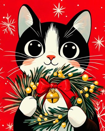 Алмазная мозаика  Феникс+ Кот с венком 70840