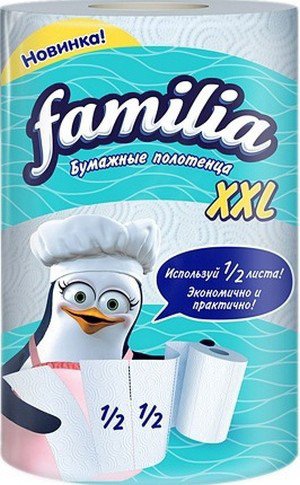 

Бумажные полотенца Familia Двухслойные XXL (1 шт, белый)