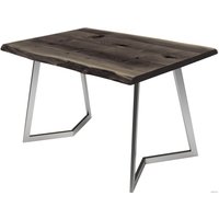 Кухонный стол Buro7 Уиллис 150 (с обзолом и сучками, дуб мореный/серебро)