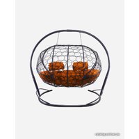 Подвесной диван M-Group Лежебока 11180307 (с серым ротангом/оранжевая подушка)