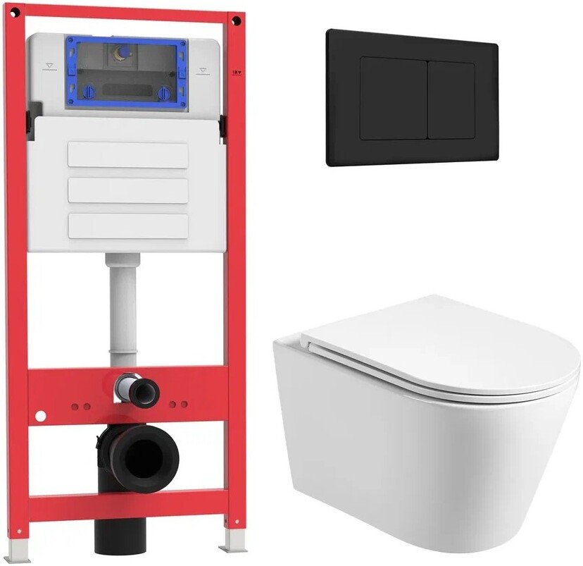 

Унитаз подвесной Oliveeka OL-MQ-003 + OL-6016 + OL-E12-MB (черный матовый)