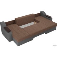 П-образный диван Лига диванов Сенатор 28928 (рогожка, коричневый/серый)