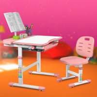 Ученический стол Anatomica Ara с подставкой для книг и выдвижным органайзером (белый/розовый)