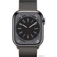 Умные часы Apple Watch Series 8 LTE 41 мм (корпус из нержавеющей стали, графит/миланский графитовый)