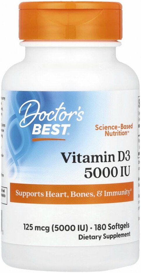 Витамин Doctors Best Vitamin D3 5000IU (180 капсул)