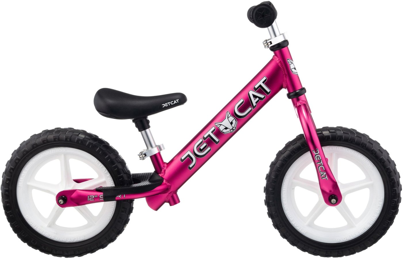

Беговел JetCat 12 Sport SLT EVA (малиновый, белые колеса)