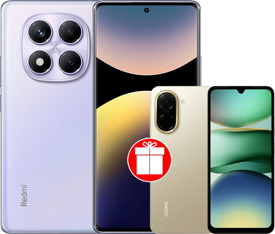 

Телефон Xiaomi Redmi Note 14 Pro 12GB/512GB международная версия (фиолетовый) + Xiaomi Redmi A5 3GB/64GB (песочное золото) по акции