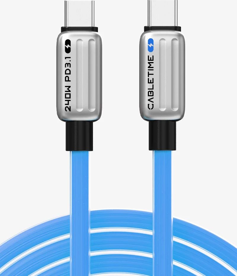 Кабель Cabletime CU05H USB-C PD240W 240 Вт для iPhone 15 Pro Max CT-CM240-ZSB1 (1 м, синий)