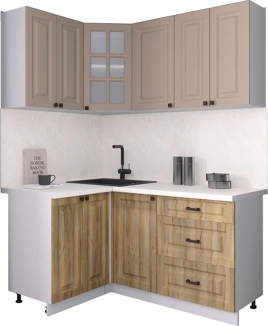 

Готовая кухня Интерлиния Мила Деко 1.2x1.6 (дуб вотан/луна/опал светлый)