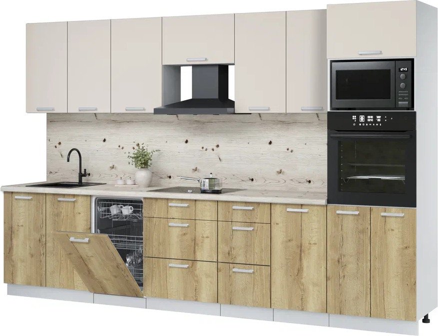 

Готовая кухня Интерлиния Мила Лайт 3.25-ПМ3 (персидский жемчуг/дуб золотой/бискайская сосна)