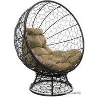 Кресло M-Group Кокос на подставке 11590401 (черный ротанг/бежевая подушка)