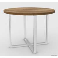 Кухонный стол Hype Mebel Раунд раздвижной 80x80 (белый/дуб галифакс олово)