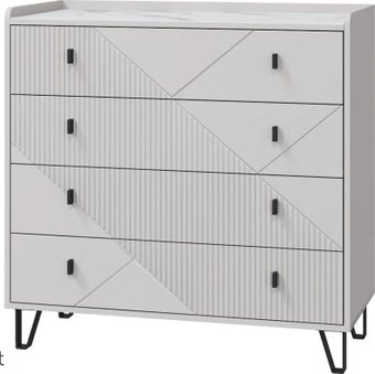 Комод MLK Кашемир 4 ящ. (кашемир/сантьяго/стекло матовое с фотопечатью)